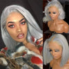 Straight Short Bob Gray 100% Human Hair Wig Lace Front Grey 13X4 Lace Frontal Bob Wig Colored Raw Human Hair Wigs 210 Density