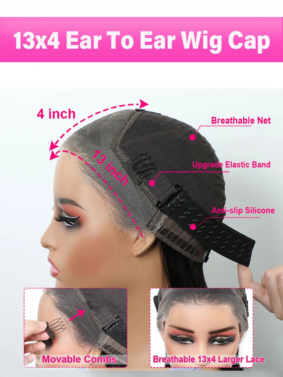 Wear And Go Glueless Pre Cut Wigs Human Hair Straight Lace Front Wigs Human Hair 13x4/13x6/5x5 Glueless Wear To Go Natural Black