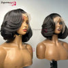Ombre Chotolate brown Straight Bob 13x4 Lace Closure Human hair Wigs 100% Vietnamese Hair Wear and Go Glueless Layered Cut Wig