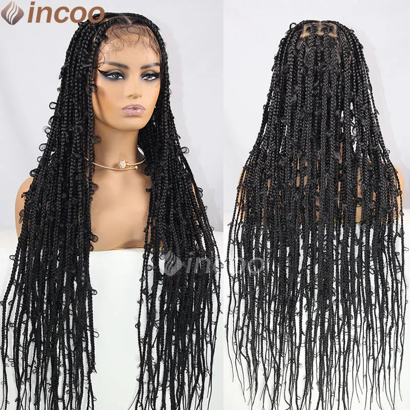 36 Zoll Synthetische Spitze Geflochtene Perücken Schmetterlingszöpfe Spitzenperücke für schwarze Frauen Zopfperücken im Ausverkauf Box Braids Spitzenperücke