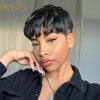 Kurzer Bob, glatte Echthaarperücken, Naturfarbe, brasilianisches Remy-Haar, Pixie Cut Perücke, günstige Echthaarperücke für schwarze Frauen Misney