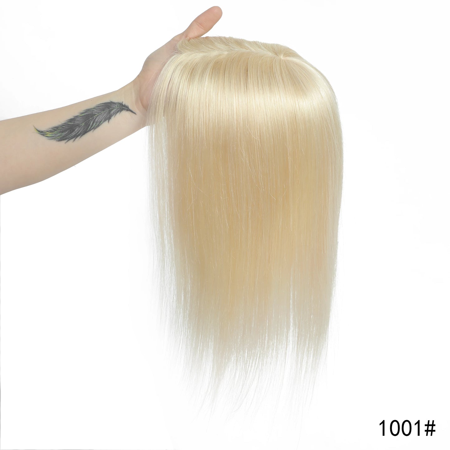 25-45cm Womens Hair Topper with Clips 100% Remy Human Hair Toppers for Thin Hair Natural Color Clip In One Piece Hair Extensions