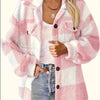 Plaid Pattern Button Front Jacket, Elegant Long Sleeve Warm Outerwear For Fall & Winter, Women's Clothing