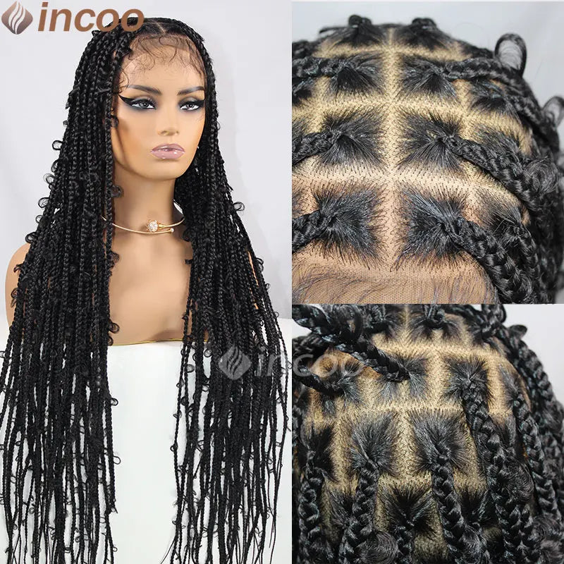 36 Zoll Synthetische Spitze Geflochtene Perücken Schmetterlingszöpfe Spitzenperücke für schwarze Frauen Zopfperücken im Ausverkauf Box Braids Spitzenperücke