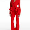 Pantsuit Suits Blazer Women Red Orange New Design Flare Pants Set Two Piece Sets Festival Office Business Female Suit Outfits