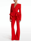 Pantsuit Suits Blazer Women Red Orange New Design Flare Pants Set Two Piece Sets Festival Office Business Female Suit Outfits