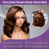 Brown Bob Wig Human Hair 250% 13x4 Body Wave Lace Front Wigs Human Hair Pre Plucked Frontal Chocolate Brown Short Bob Wigs Wavy