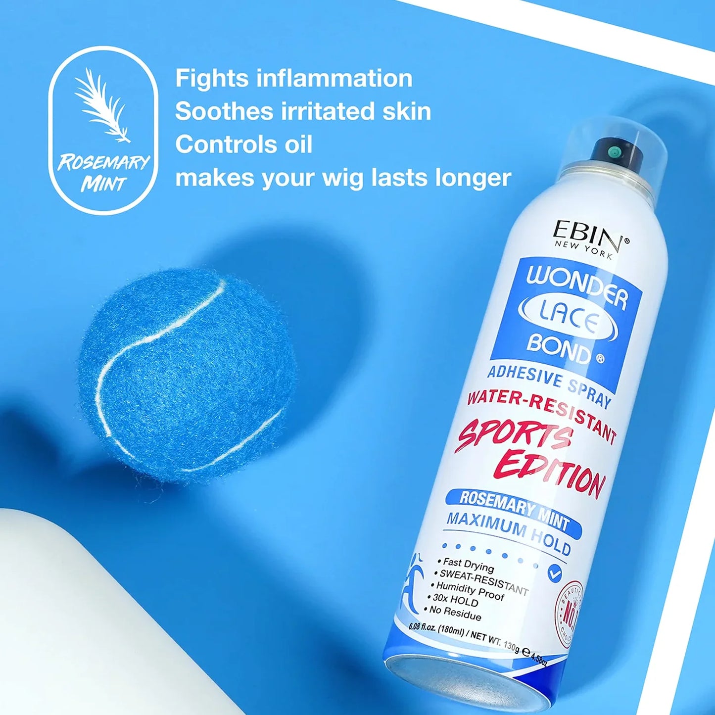 Ebin New York Wonder Lace Bond Sports Edition Adhesive Spray - Ultra Strong Hold, Ideal for Sports & Active Lifestyles