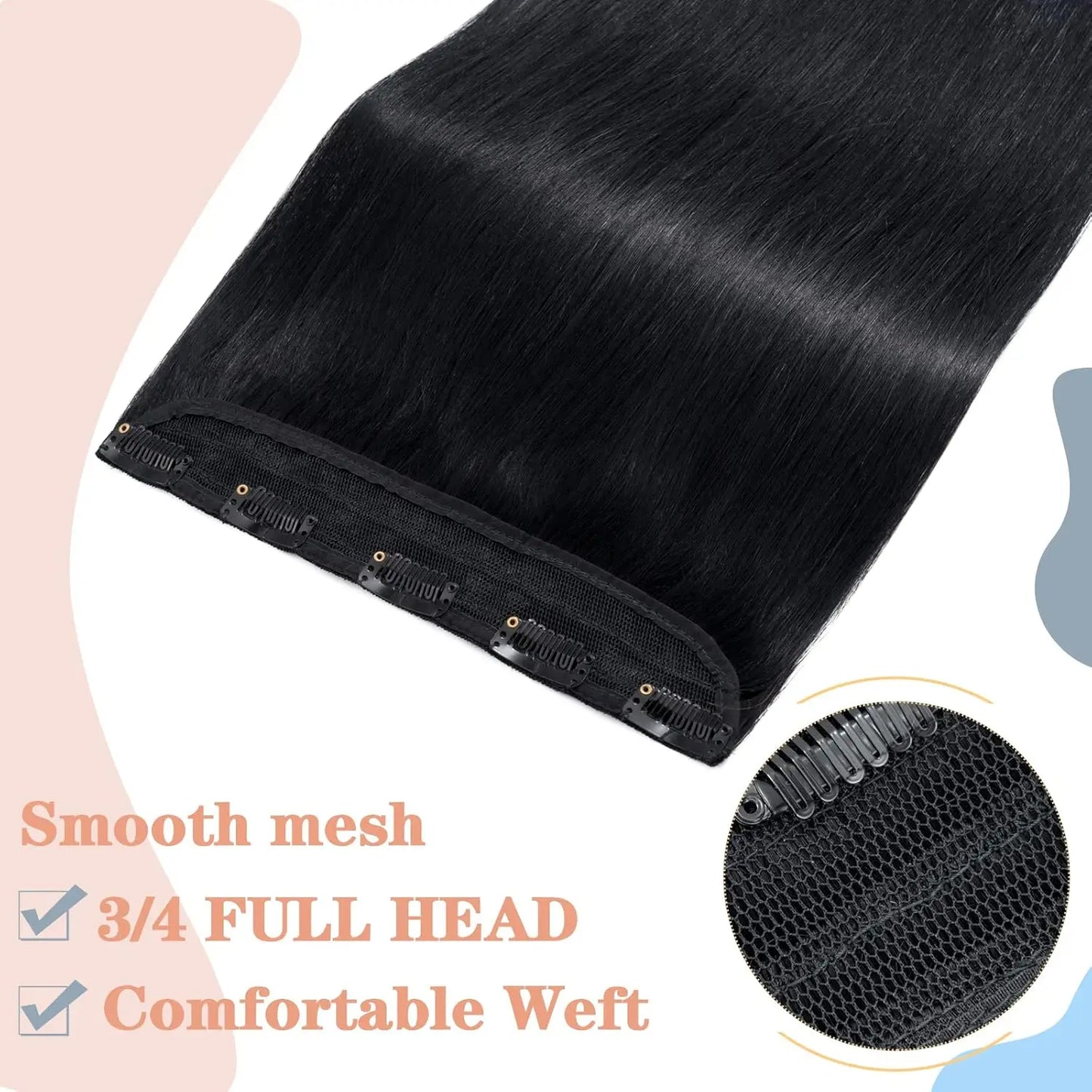 100% Brazilian Clips In One Piece Hair Extension Natural Straight Remy Human Hair  Invisible Seamless Clip in Straight One Piece