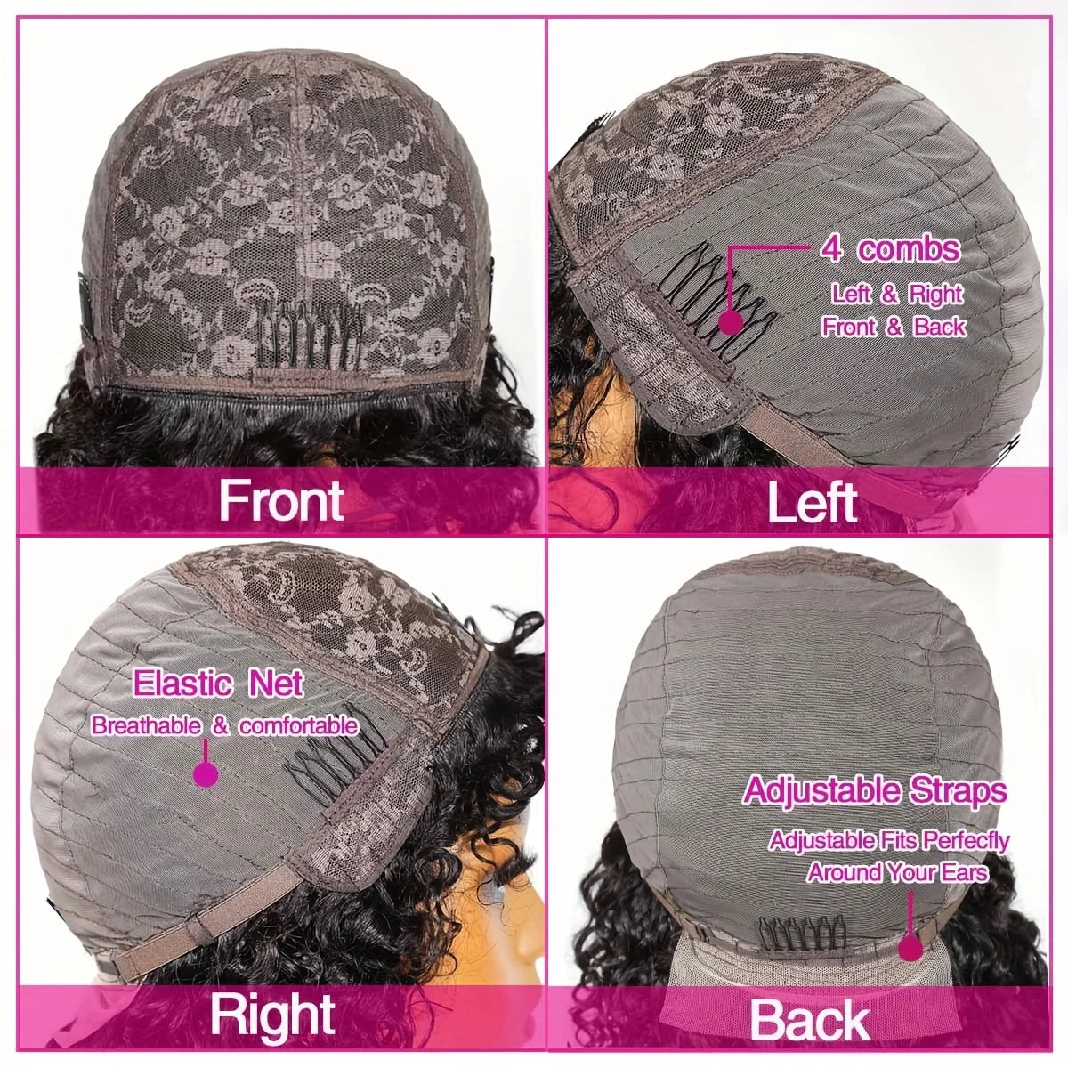 250% Bob Bouncy Lockige Echthaarperücken Loose Bouncy Rose Lockige Perücken mit Pony Brasilianisches Remy Haar Maschinenperücke für Frauen