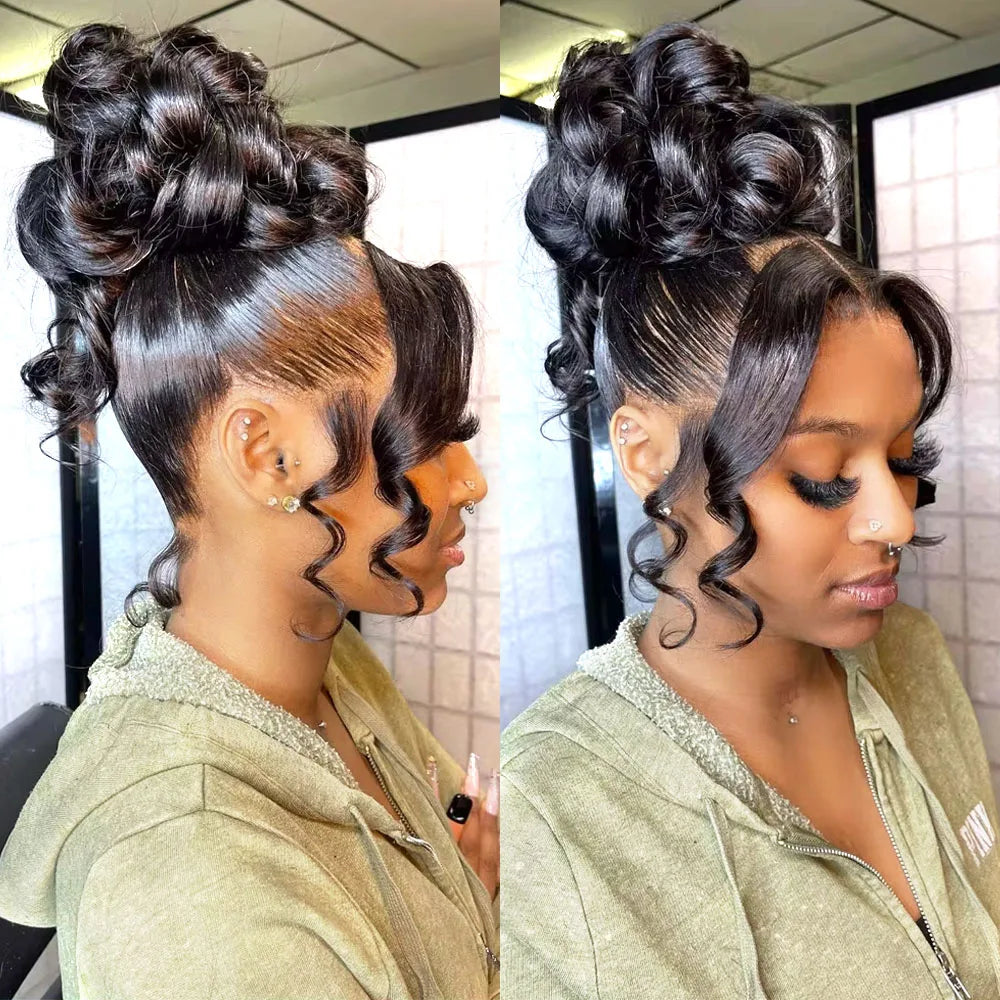 250 Dichte Invisi Kordelzug Eng anliegend 360 HD Voll-Spitzen-Frontal-Perücken 30 Zoll Body Wave Lace Front Echthaarperücke Kleberlose Perücke
