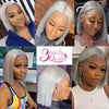 Straight Short Bob Gray 100% Human Hair Wig Lace Front Grey 13X4 Lace Frontal Bob Wig Colored Raw Human Hair Wigs 210 Density