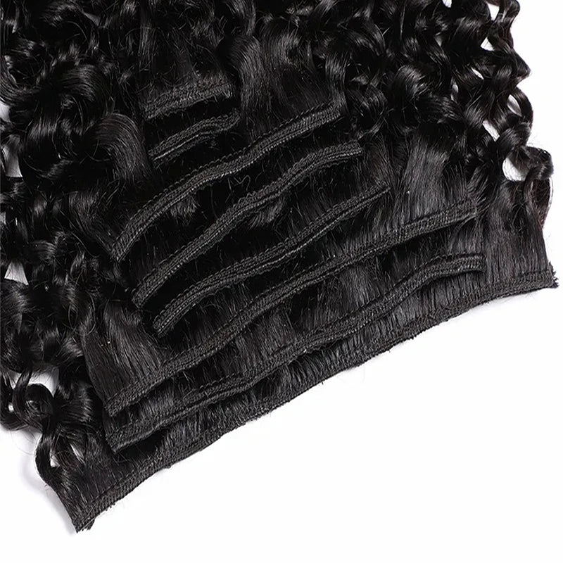 Afro Human Hair Clip In Extensions 100% Human Hair Natural Extensions Remy Brazilian Seamless Clip In Human Hair Weave For Women