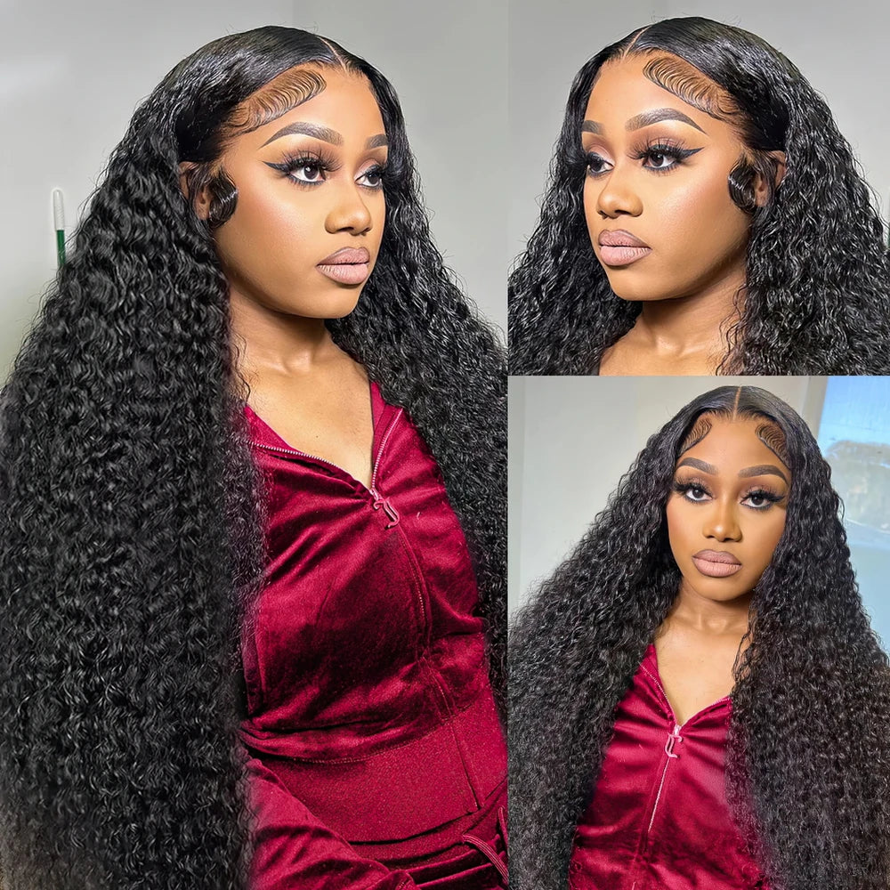 13x6 13x4 Deep Wave Frontal Wig Eng anliegend Transparent 30 Zoll Unsichtbarer Riemen 360 Full HD Lace Front Perücke Klebefreie Echthaarperücke