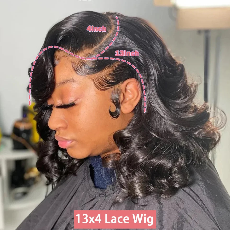Short Bob Wig Body Wave 13x4 Glueless Wig Human Hair Brazilian Ready To Wear 4x4 Lace Frontal Closure Wig for Women Preplucked