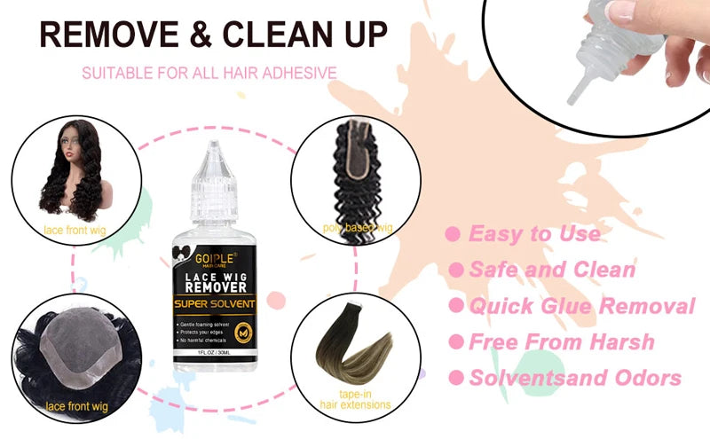 GOIPLE Melting Spray Glue for Lace Front Extra Hold Wig Adhesive Bond Tool and Remover Slick Hair Wax Stick Edge Control Gel Kit