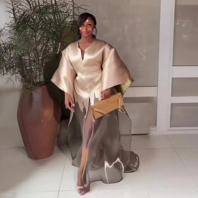 Fashion zweiteiliges Set mit Spitzenunterwäsche, Boubou Damenkleid aus luxuriösem afrikanischem Stoff für Frauen