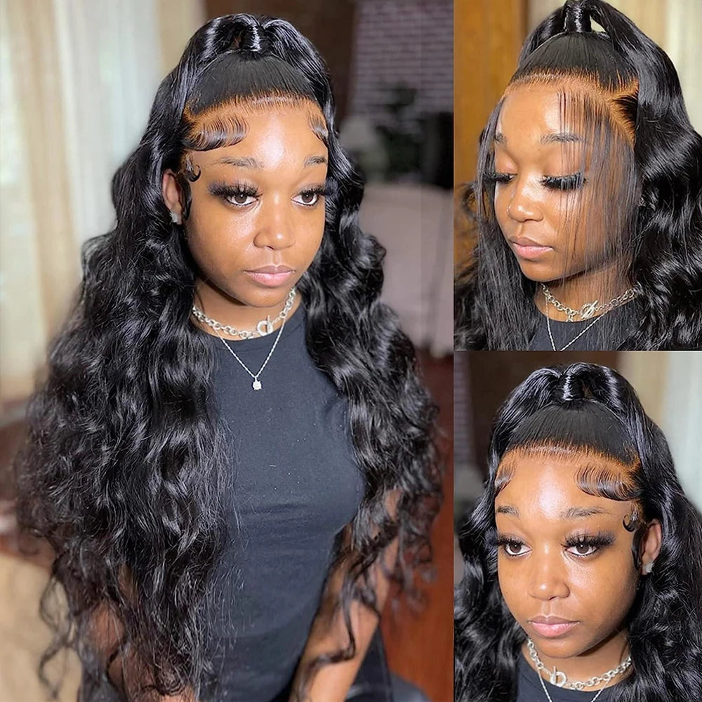 250 Dichte Invisi Kordelzug Eng anliegend 360 HD Voll-Spitzen-Frontal-Perücken 30 Zoll Body Wave Lace Front Echthaarperücke Kleberlose Perücke
