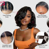 Ombre Chotolate brown Straight Bob 13x4 Lace Closure Human hair Wigs 100% Vietnamese Hair Wear and Go Glueless Layered Cut Wig