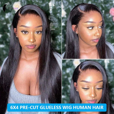 28 30 Zoll 6x4 4x4 Vorgeschnittene Glueless Perücke Echthaar Ready-To-Wear Gerade Glueless Perücken Vorgezupft Top Brasilianische Perücken für Frauen