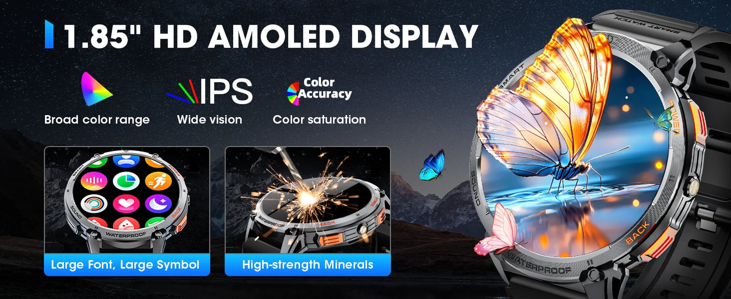 Karchilor Smartwatches für Herren 2025 Smartwatch für Damen Bluetooth Anruf 1.85 High-Definition Bildschirm Fitness Sport Wasserdicht
