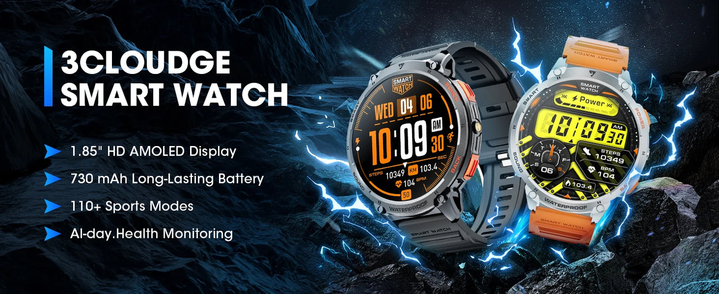 Karchilor Smartwatches für Herren 2025 Smartwatch für Damen Bluetooth Anruf 1.85 High-Definition Bildschirm Fitness Sport Wasserdicht