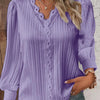 Women's Lace Stitching Shirt Loose Stitching V-neck Long Sleeve Pullover Chiffon Shirt Fall Top Simple Elegant Street Blouse
