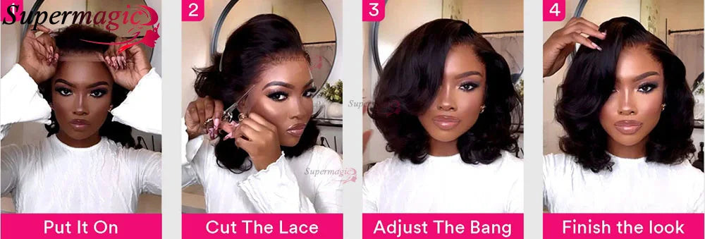Ombre Chotolate brown Straight Bob 13x4 Lace Closure Human hair Wigs 100% Vietnamese Hair Wear and Go Glueless Layered Cut Wig