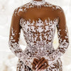 Sexy Mermaid Wedding Dresses High Neck See Through Lace Appliques Bridal Gowns Sweep Train Long Sleeve African Vestido de novia