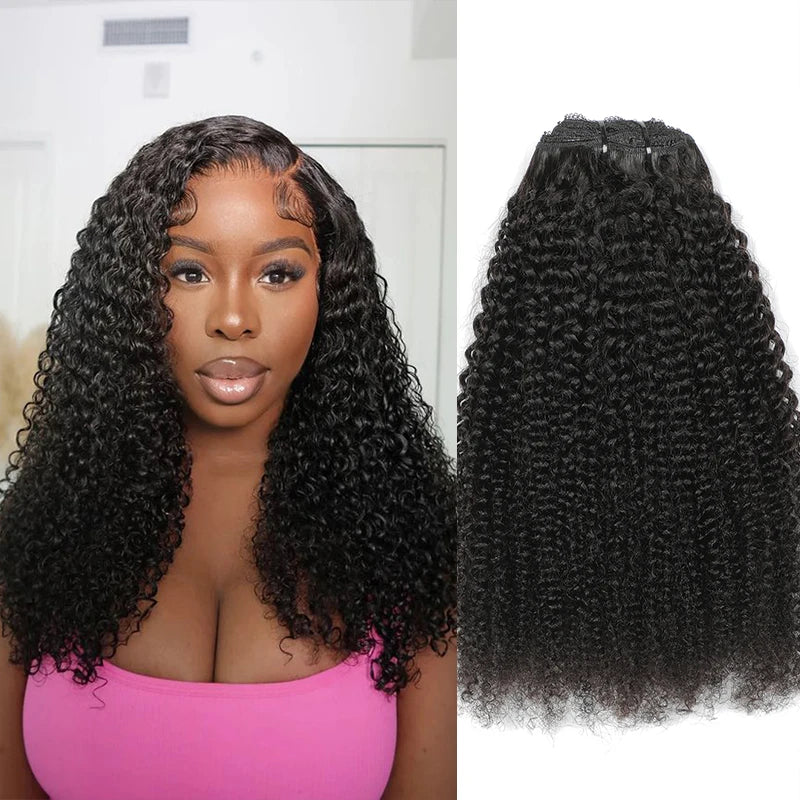 Afro Human Hair Clip In Extensions 100% Human Hair Natural Extensions Remy Brazilian Seamless Clip In Human Hair Weave For Women