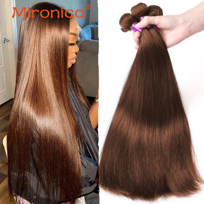 Chocolate Brown Straight Human Hair Bundles Deal1/3/4 Bone Straight Brown Brazilian Straight Hair Weave Bundles Remy Human Hair
