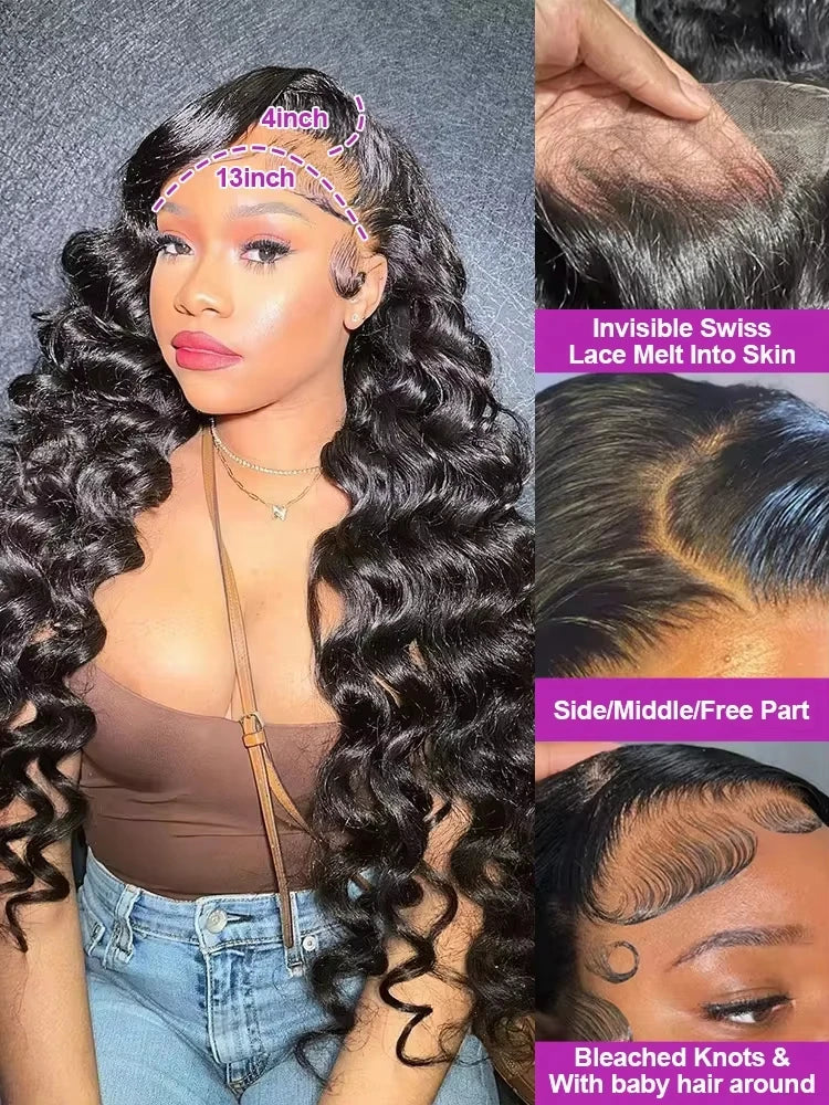 Loose Deep Wave 13x6 HD Lace Frontal Human Hair Wigs Brazilian Curly Wigs 13x4 Human Hair Lace Front Wig Preplucked Remy Hair