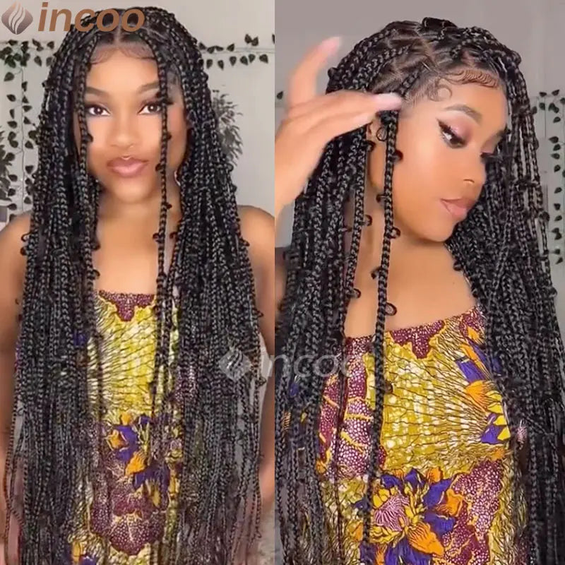 36 Zoll Synthetische Spitze Geflochtene Perücken Schmetterlingszöpfe Spitzenperücke für schwarze Frauen Zopfperücken im Ausverkauf Box Braids Spitzenperücke