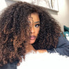 Ombre Brown Wear Go Human Hair Wigs Pre-Styled Layered Cut Kinky Curly Wig HD 7x5 Glueless Pre-Cut Wig for Quick Installation