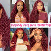 250 Dichte 30 Zoll 13x4 99J Burgundy Deep Wave Lace Front Perücke Lockige Lace Front HD Lace Front Echthaar Perücken für Frauen