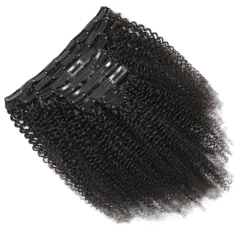 Afro Human Hair Clip In Extensions 100% Human Hair Natural Extensions Remy Brazilian Seamless Clip In Human Hair Weave For Women