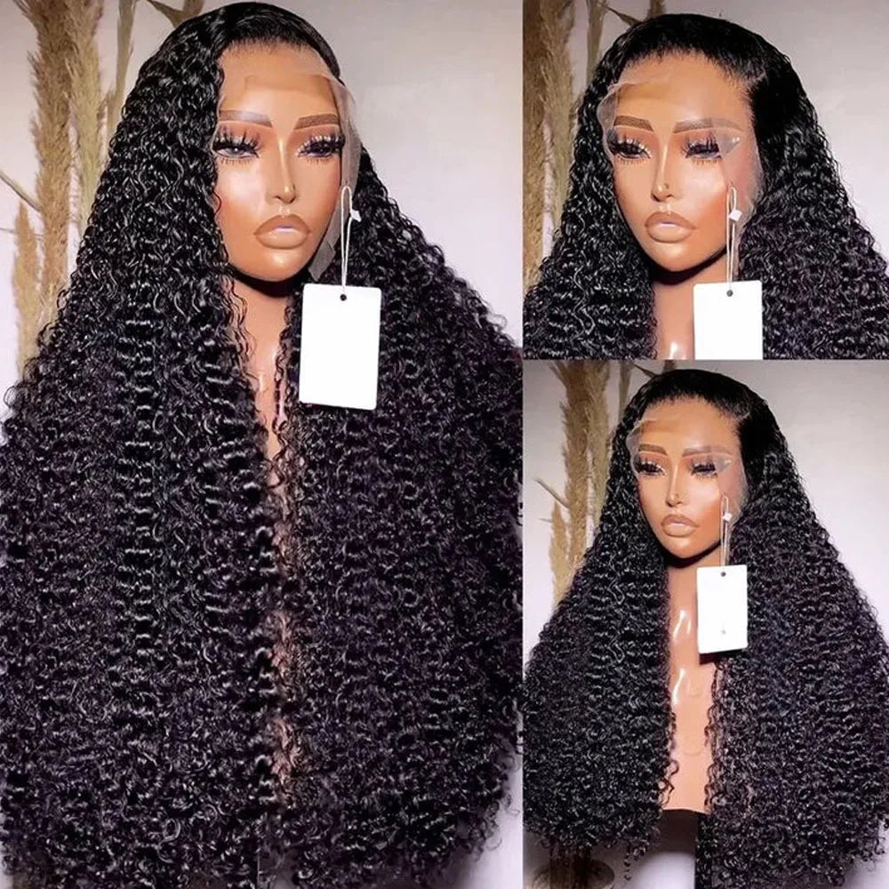 13x6 13x4 Deep Wave Frontal Wig Eng anliegend Transparent 30 Zoll Unsichtbarer Riemen 360 Full HD Lace Front Perücke Klebefreie Echthaarperücke