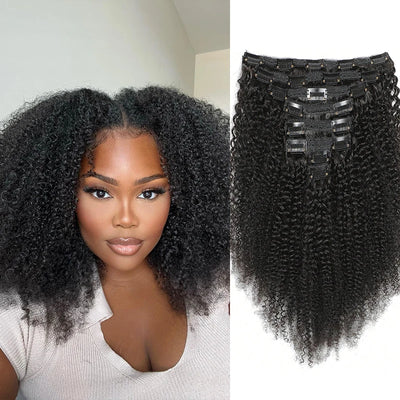 Afro Human Hair Clip In Extensions 100% Human Hair Natural Extensions Remy Brazilian Seamless Clip In Human Hair Weave For Women
