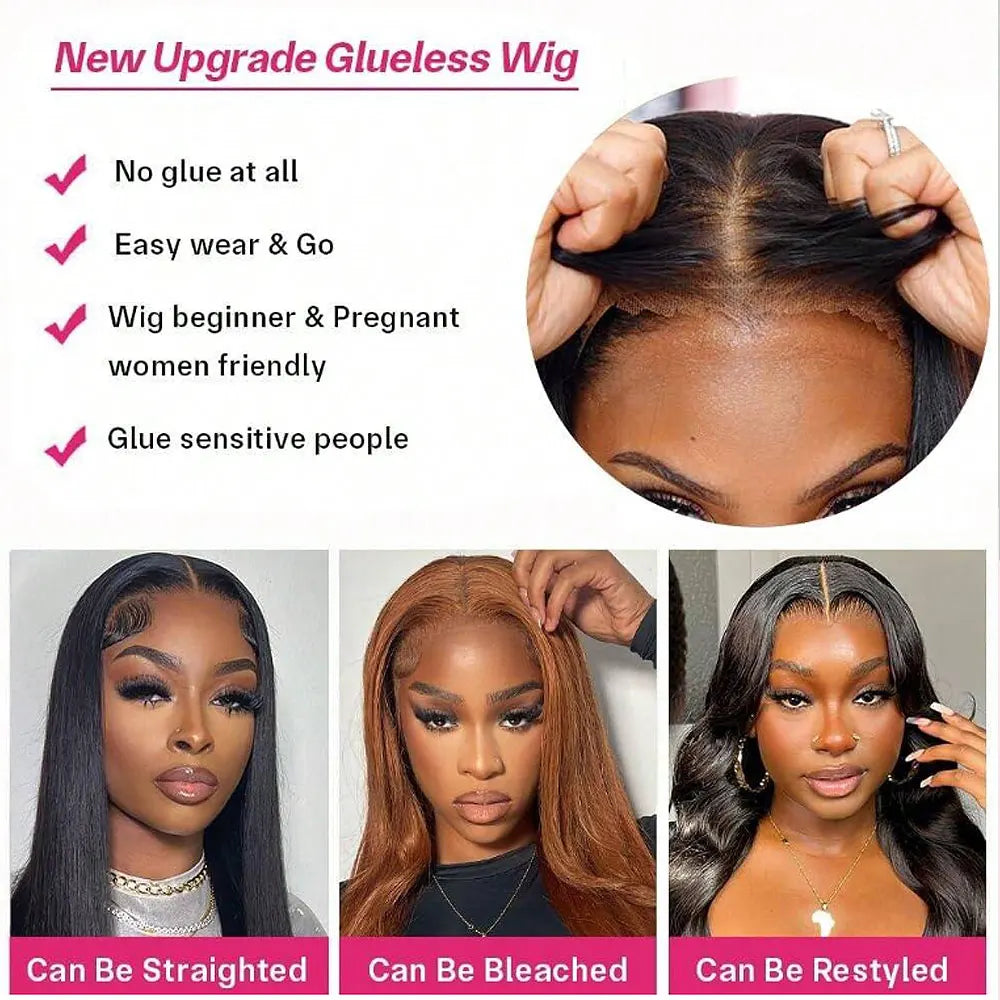 Wear And Go Glueless Pre Cut Wigs Human Hair Straight Lace Front Wigs Human Hair 13x4/13x6/5x5 Glueless Wear To Go Natural Black