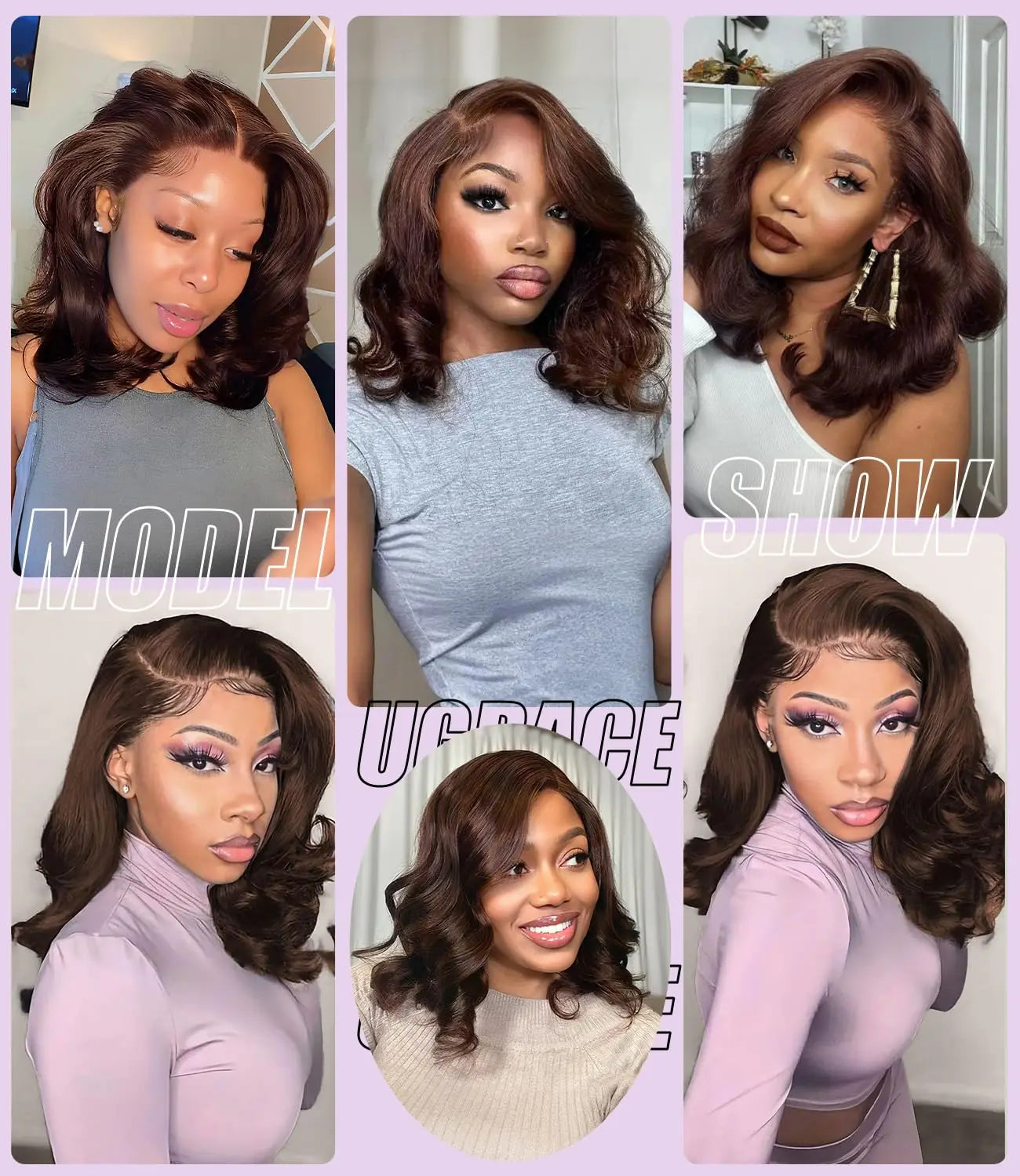 Brown Bob Wig Human Hair 250% 13x4 Body Wave Lace Front Wigs Human Hair Pre Plucked Frontal Chocolate Brown Short Bob Wigs Wavy