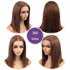 13x4 Transparente HD Lace Frontal Perücke Kurze Bob Perücke Echthaar Schokobraun #4 Lace Front Perücken Vorgezupft Kurze Glatte Perücke