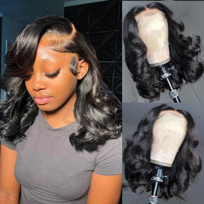 Short Bob Wig Body Wave 13x4 Glueless Wig Human Hair Brazilian Ready To Wear 4x4 Lace Frontal Closure Wig for Women Preplucked