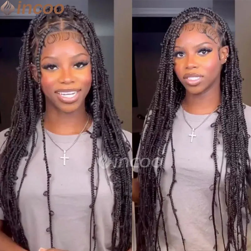 36 Zoll Synthetische Spitze Geflochtene Perücken Schmetterlingszöpfe Spitzenperücke für schwarze Frauen Zopfperücken im Ausverkauf Box Braids Spitzenperücke