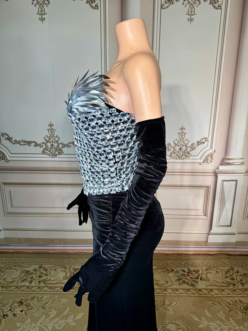 Novance Y4065 Elegantes Abendkleid 2024 mit Handschuhen Damenbekleidung Sexy Club für Party Trägerlose Kleidung Luxus