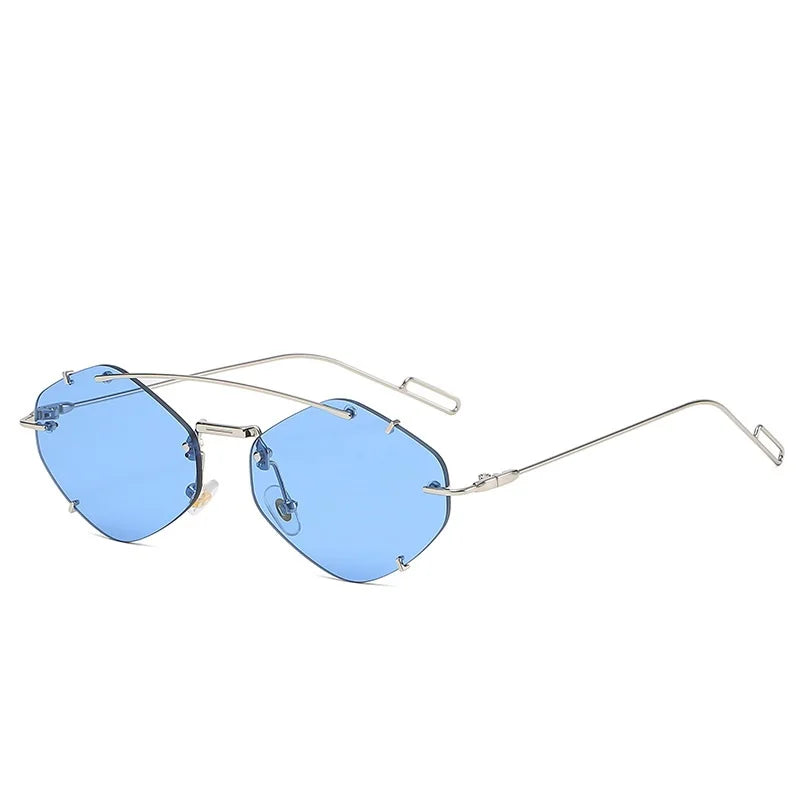 Randlose Diamant-Sonnenbrille Quadratisch Damen Herren Retro-Sonnenbrille Designerbrille UV400 Shades Oculos Weibliche Gafas