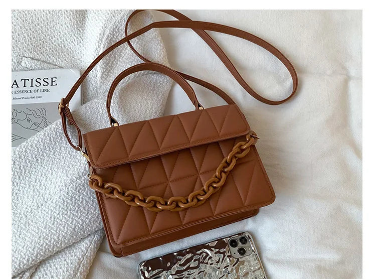 Trendy Plaid Women Shoulder Bag Fashion Chain Crossbody Bags Brand Designer Handbags and Purses Small Flap Top Handle Bags