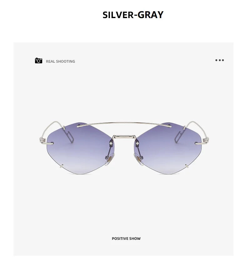 Randlose Diamant-Sonnenbrille Quadratisch Damen Herren Retro-Sonnenbrille Designerbrille UV400 Shades Oculos Weibliche Gafas