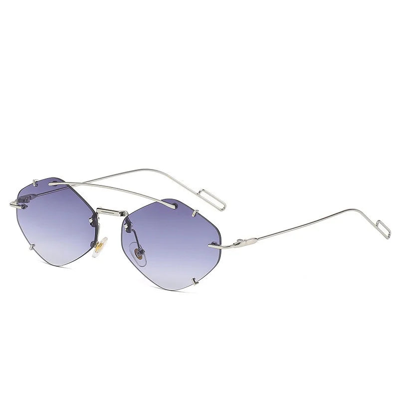 Randlose Diamant-Sonnenbrille Quadratisch Damen Herren Retro-Sonnenbrille Designerbrille UV400 Shades Oculos Weibliche Gafas