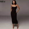 Kliou Trägerloser rückenfreier sexy Bodycon-Midikleid Neu Damen High Waist gestreifte Kleider Eleganz Mode Partykleidung