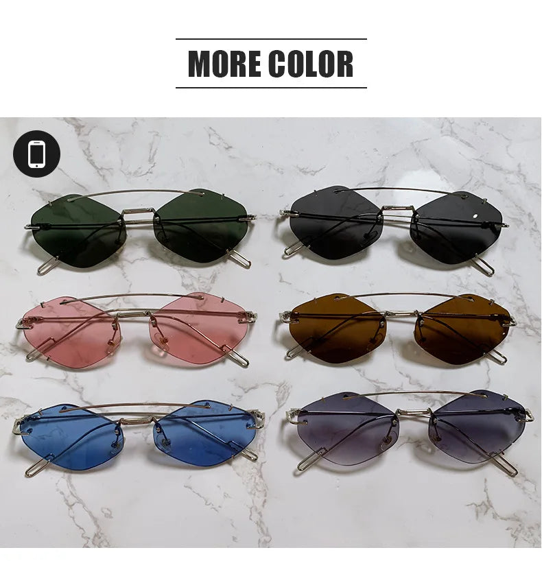 Randlose Diamant-Sonnenbrille Quadratisch Damen Herren Retro-Sonnenbrille Designerbrille UV400 Shades Oculos Weibliche Gafas